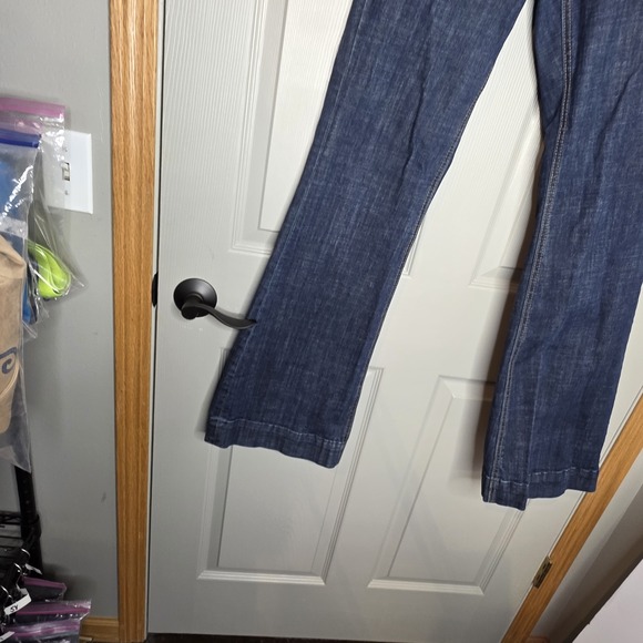 Rock & Roll Ladies Dark Wash Boot Stitch Mid Rise Trousers 27 x 36 Long Tall - Picture 4 of 9